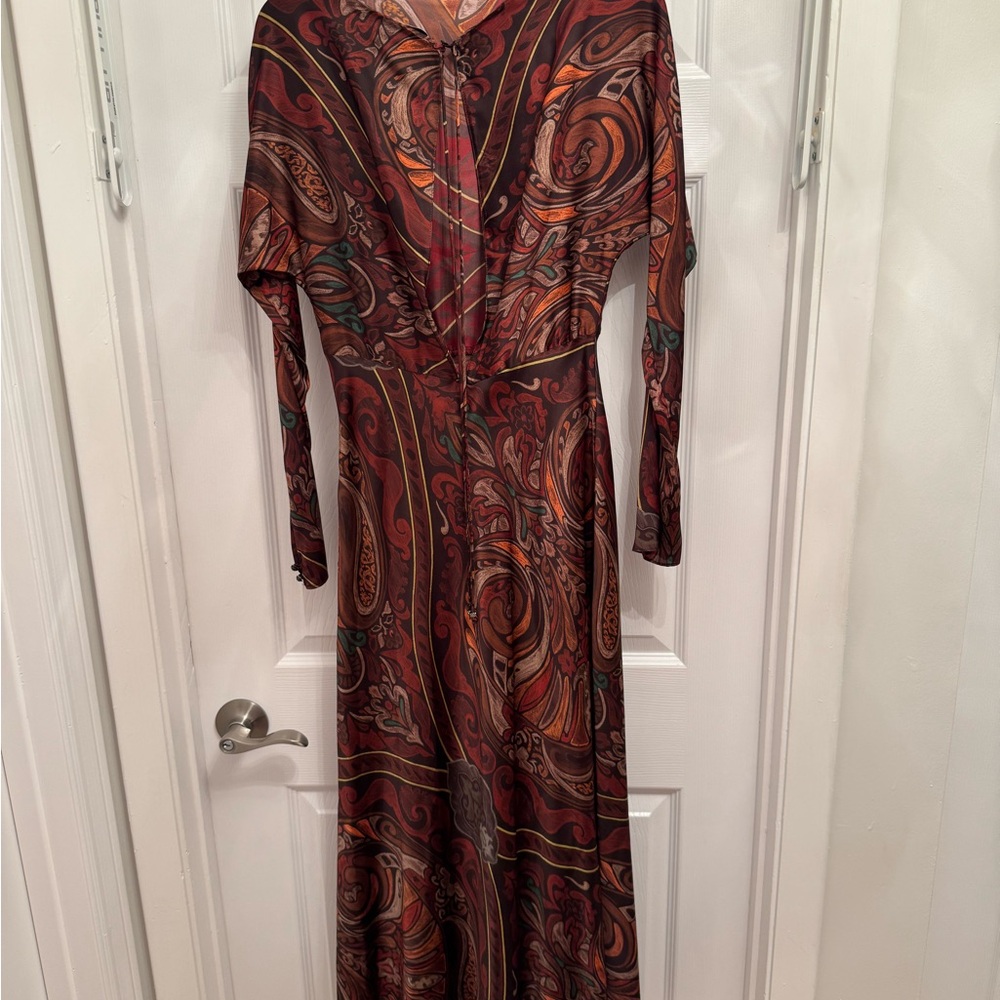 Zara Elegant Long Sleeve Paisley Dress